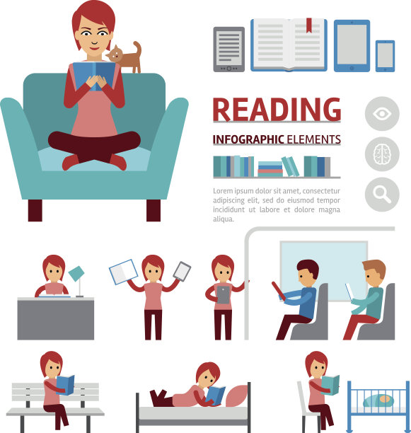 阅读书籍信息图元素图片下载