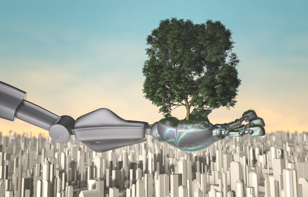 机器人手中的树图片下载