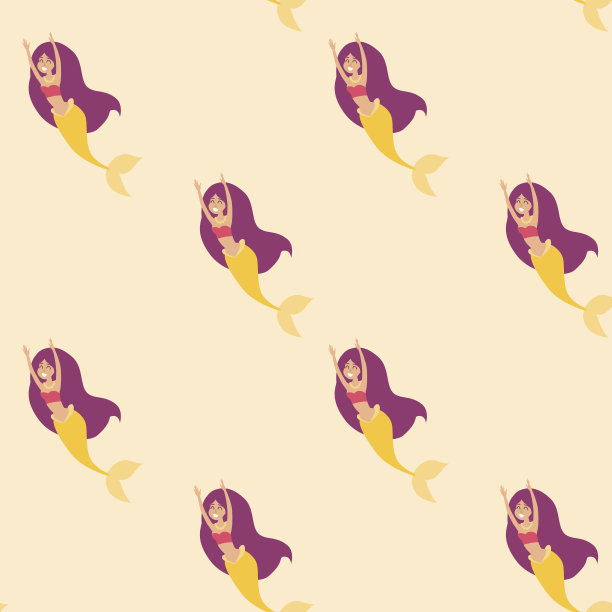美人鱼女孩无缝图案图片下载