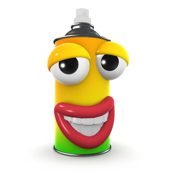 3d喷漆罐与自鸣得意的笑容图片下载