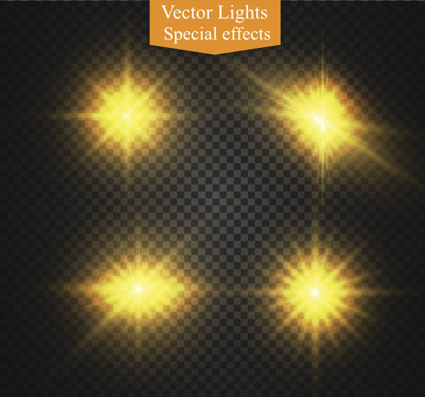 现实镜头光晕元素收集。灯光效果透明设计。矢量图图片下载