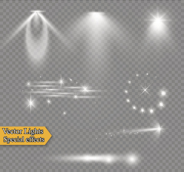 现实镜头光晕元素收集。灯光效果透明设计。矢量图图片下载