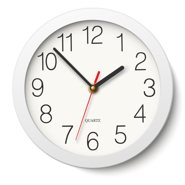 圆墙钟无分裂于白体孤立图片下载