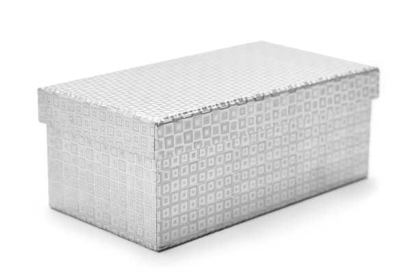 白色的小圆圈礼盒。在白色背景上隔离图片下载