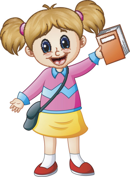 可爱的女孩拿着一本书去上学图片下载