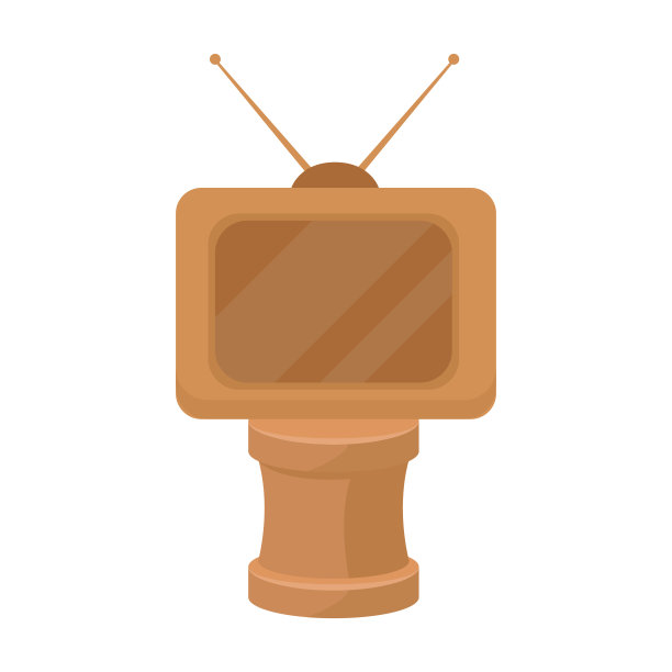 铜奖，电视用天线。最佳影片奖。电影奖项单图标在卡通风格矢量符号股票插图。图片下载