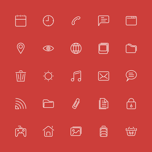 细线条icon合集。矢量UI、网页、App素材图片下载