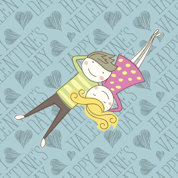 矢量情侣卡片无缝图案素材图片