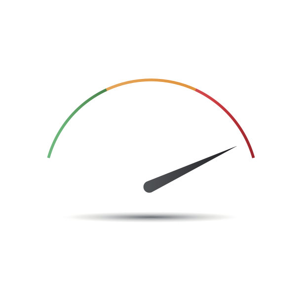 简单的矢量转速表，红色部分的指示器，速度表图标，性能测量符号图片下载