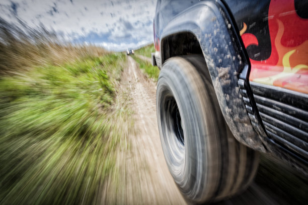 Offroar汽车移动与高速运动模糊图片下载