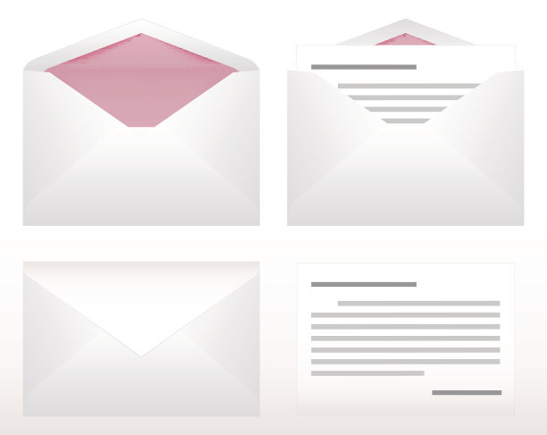 白色和粉红色的纸信封与信纸图片下载