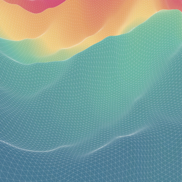 水表面。波浪网格背景。马赛克。3d矢量插图。抽象的纹理。图片下载