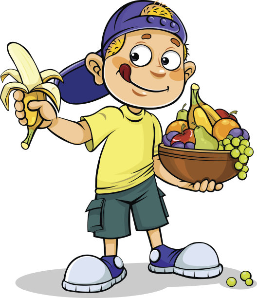 男孩和水果图片下载
