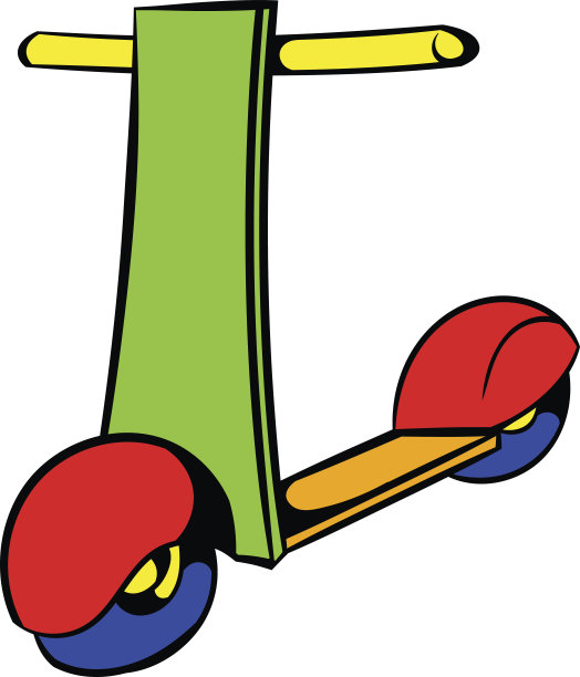 推滑板车图标，卡通图标图片下载