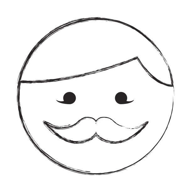 素描画圆胡子男人脸卡通图片下载
