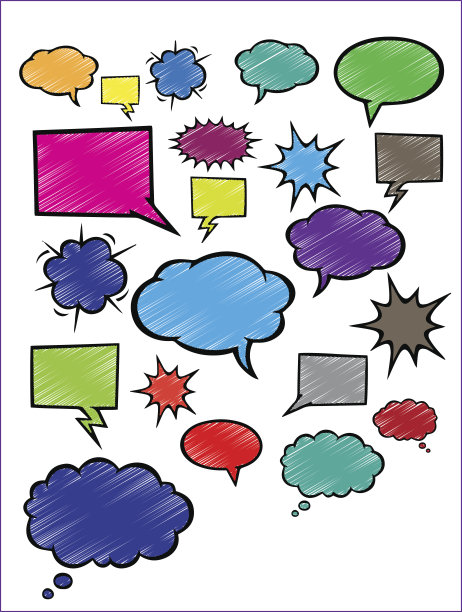 语音气泡矢量设置在白色背景图片下载