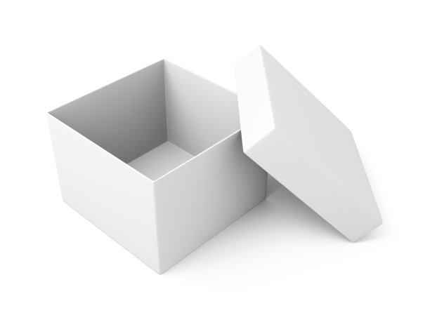 在白色背景上打开空白的白色盒子图片下载