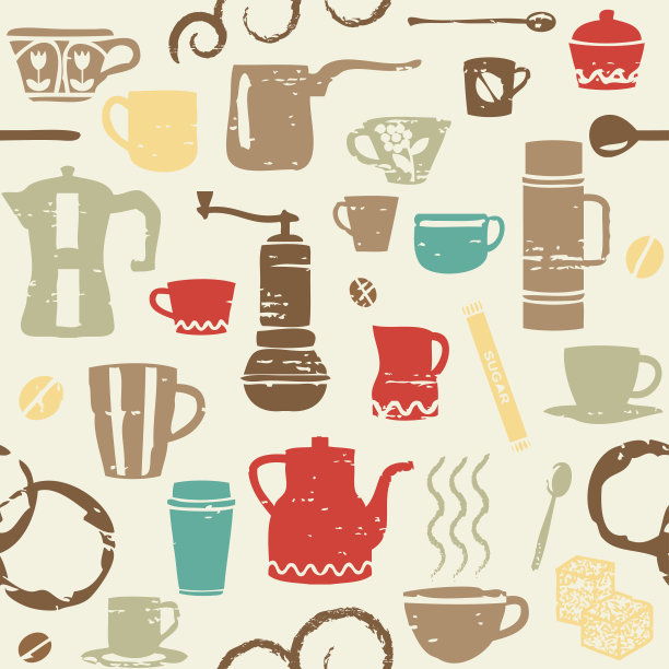 无缝模式与刮咖啡相关的元素图片下载