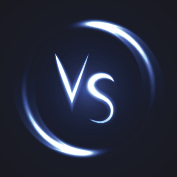对比字母发光标志。霓虹V和S平面风格图片下载