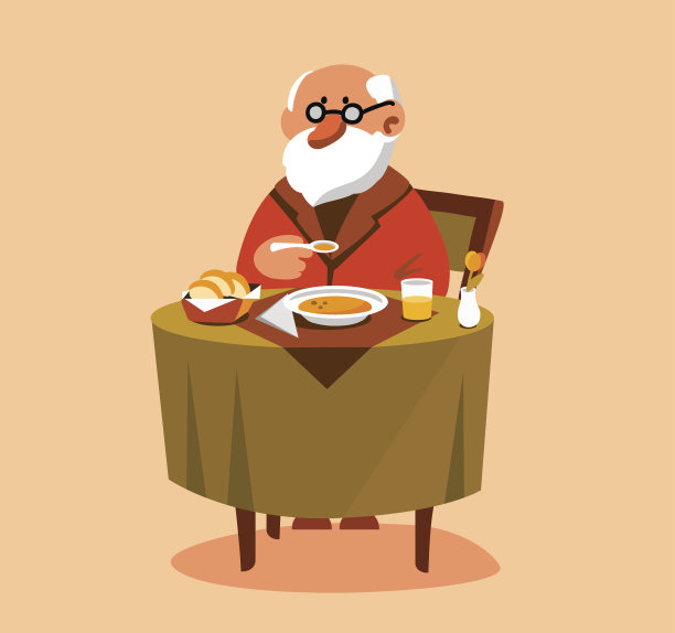 老人吃健康晚餐的肖像图片下载