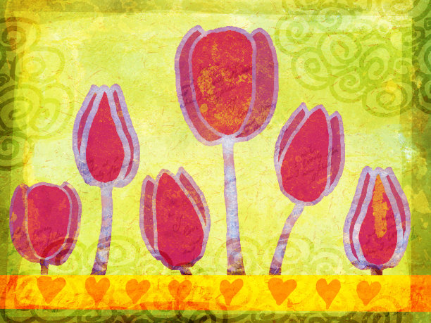 春天的郁金香垃圾插图图片下载