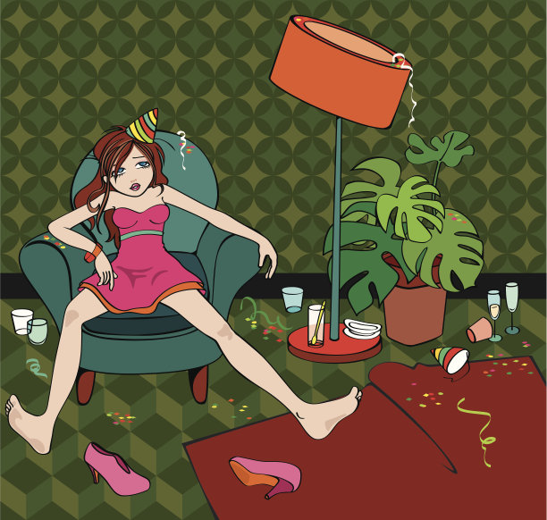 派对结束后，女孩正在休息图片下载