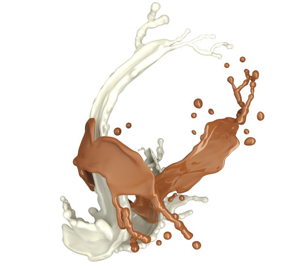 白色和棕色巧克力飞溅孤立在白色图片下载