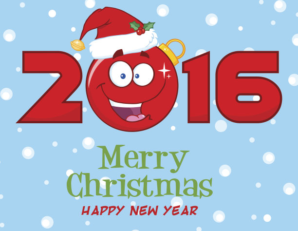 2016以圣诞球和雪为背景的签名图片下载