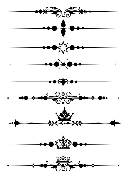 一套书法设计元素复古的装饰品和分隔图片下载