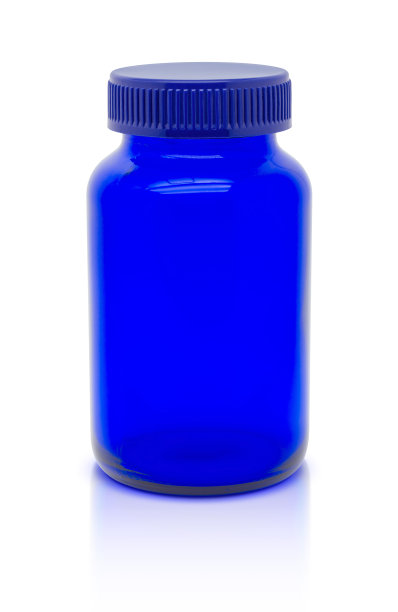 空白蓝色瓶的补充产品孤立在白色背景图片下载