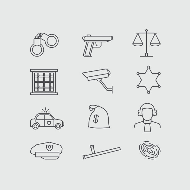 犯罪和警察线矢量图标图片下载