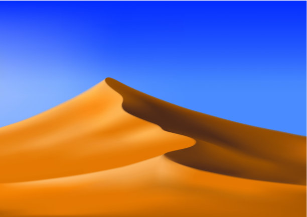 橙色的沙丘和明亮的蓝色天空图片下载