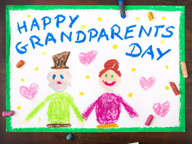 彩绘:爷爷奶奶日卡图片下载