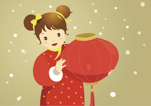 红灯笼女孩素材图片