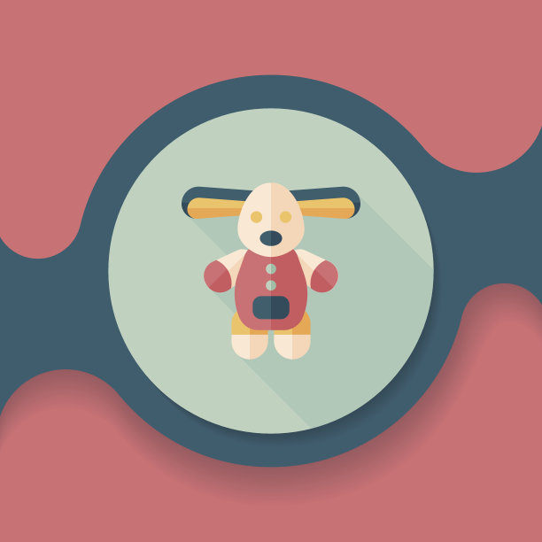 玩具狗平面图标与长影子，eps10图片下载