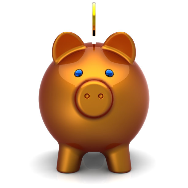 存钱罐金色经典正面视图图片下载