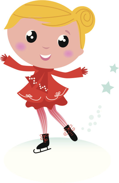 冬天溜冰的小女孩孤零零地躺在白色的雪地上图片下载