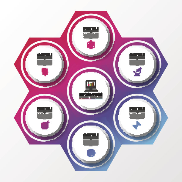 现代信息图形设计模板。圆在六边形。矢量图图片下载