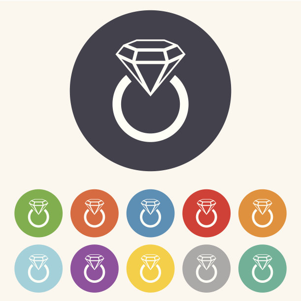 珠宝标志图标。有钻石标志的戒指。图片下载