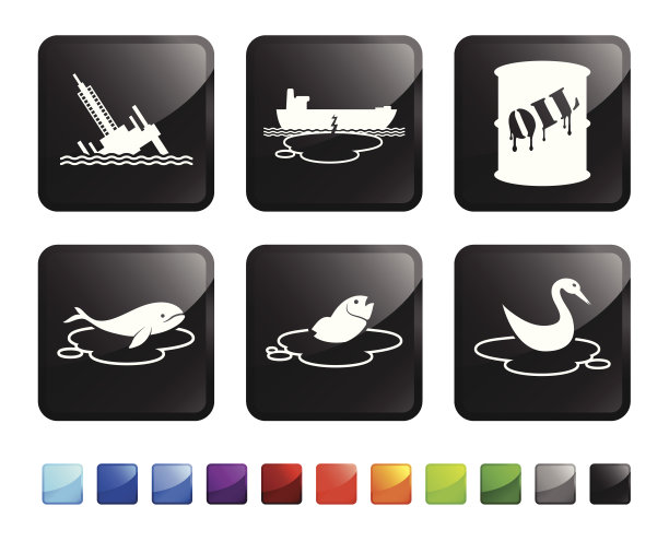 石油泄漏灾难版税免费矢量图标集贴纸图片下载