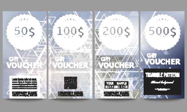一套现代礼品券模板。抽象模糊矢量背景图片下载