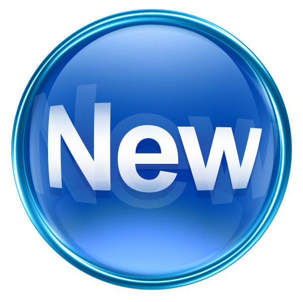 新图标蓝色玻璃，孤立在白色背景图片下载