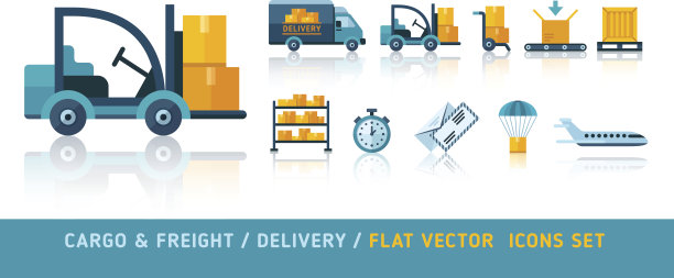 货运货物交付运输和物流扁平化图标图片下载