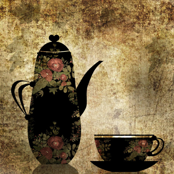 黑色的花杯和花盆垃圾背景图片下载