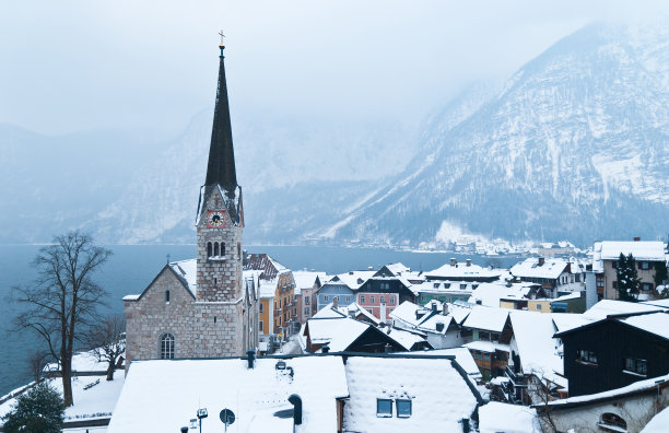 哈尔斯塔特地平线和福音教堂图片下载