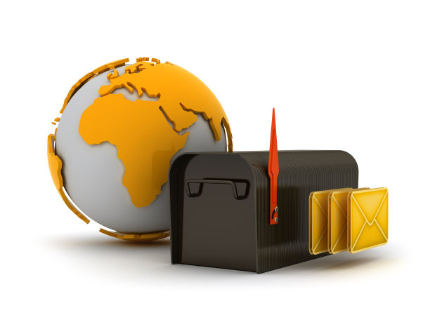 邮筒、信封和地球仪图片下载