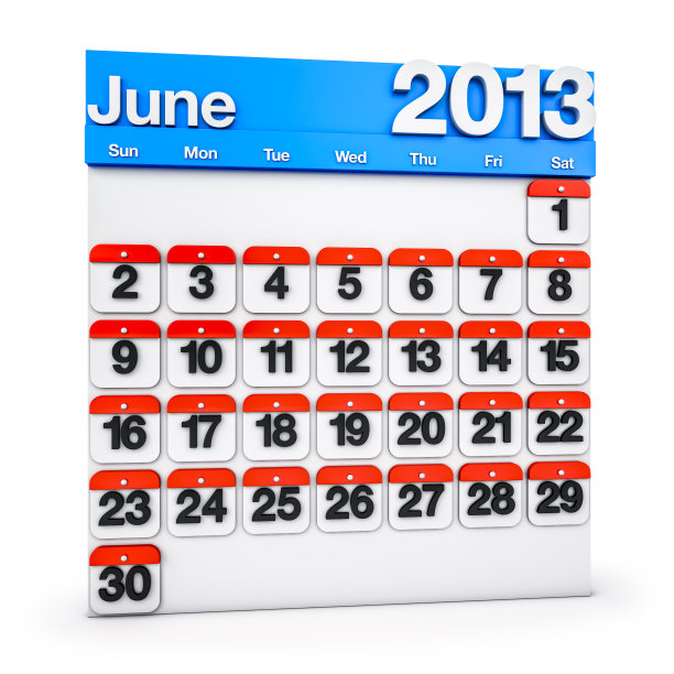 2013年6月日历图片下载