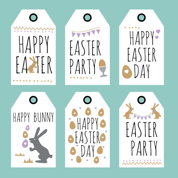 收集复活节卡片标签标签元素设计模板图片下载