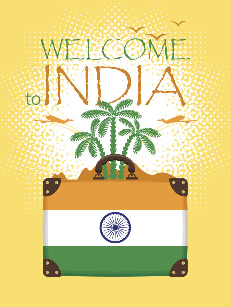 印着印度国旗的旅游横幅图片下载