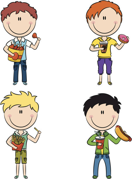 男孩们拿着外卖食物图片下载